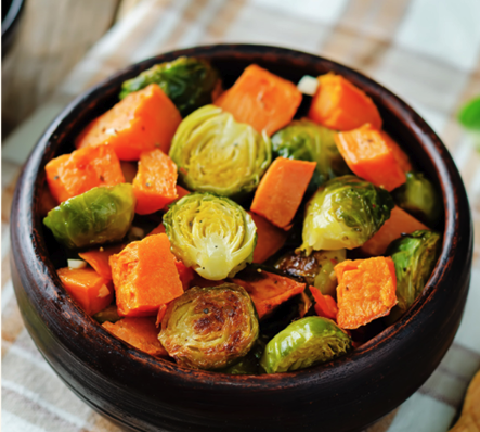 Roast parsnips, carrots & brussels sprouts salad