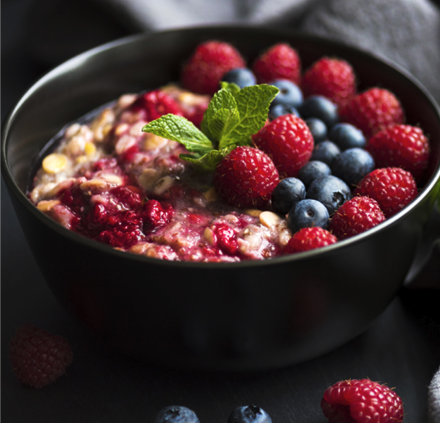 Porridge and mixed berry compote